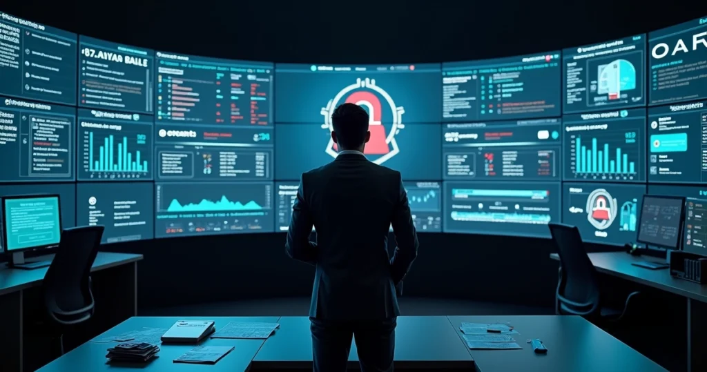 Profesional revisando alerta de certificado digital revocado en pantalla grande