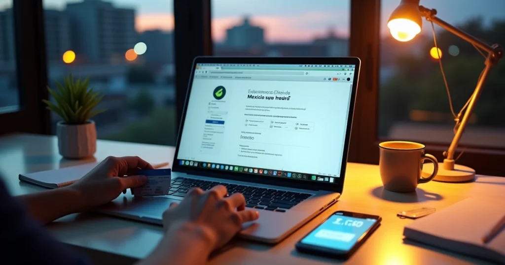 Persona revisando certificado digital con sello de verificación en laptop